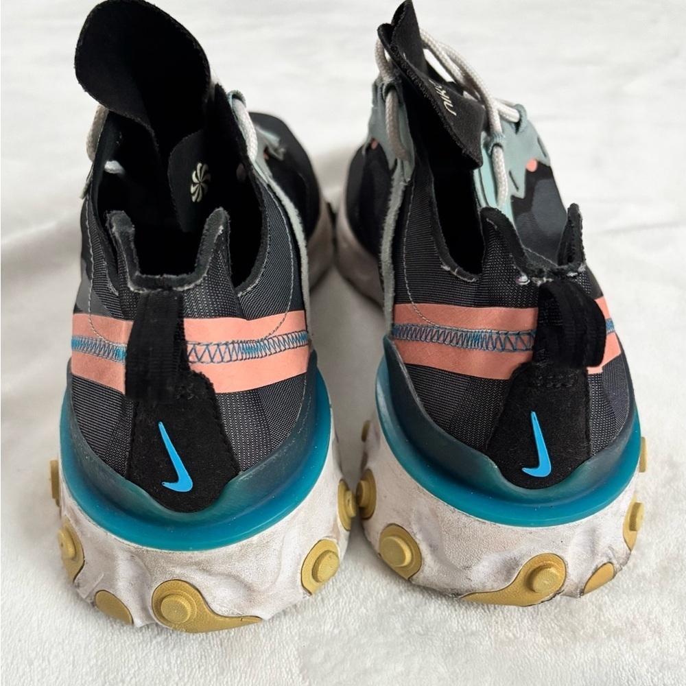 Nike Sneakers React Element 55 Grey Pink Teal Running Shoes Unisex Size 12 - Picture 3 of 10